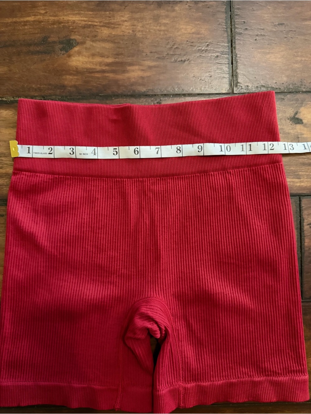Like New Ribbed Red Athletic Crop Top & High-Waist Bike Shorts Set - Picture 5 of 7